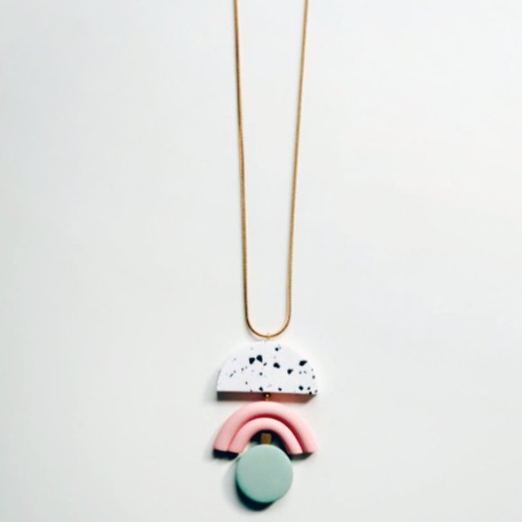 IEBIS Pink & Green Speckle Polymer Clay Necklace - Picture 6 of 11